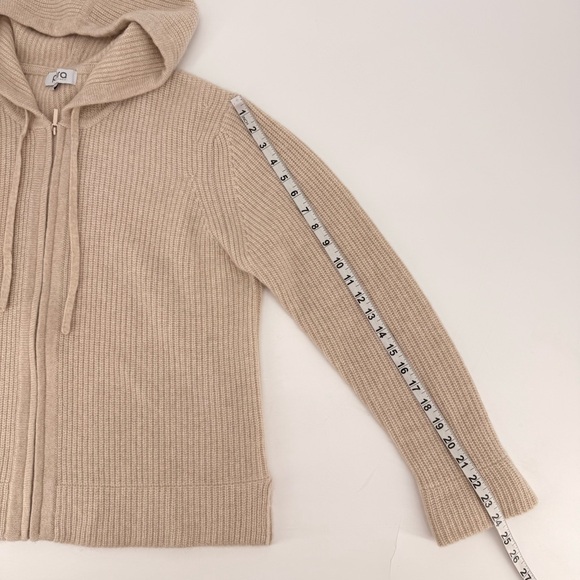 Pura Cashmere Women’s Zip Hoodie Sweater Neutral Beige 100% Cashmere XL Cozy - Picture 9 of 12